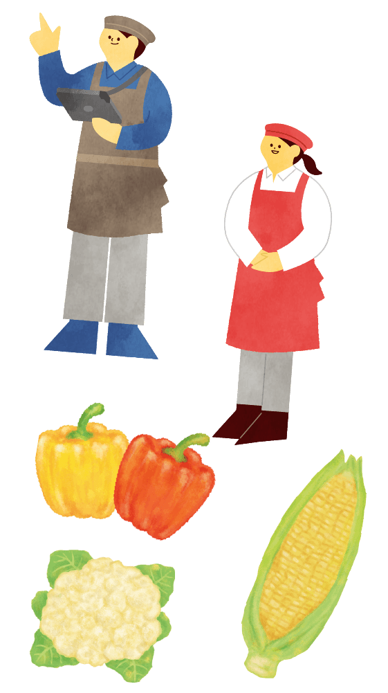 社員と野菜